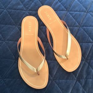 J. Crew gold flip flops